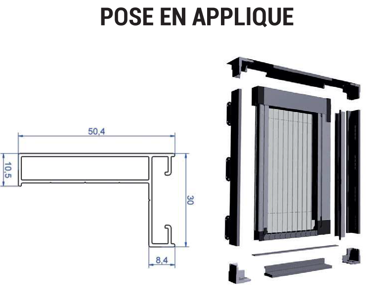 Pose en applique de la gamme de Moustiquaire Plissée