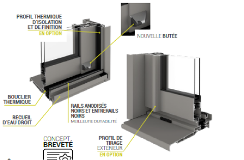Détails techniques de la gamme de baies vitrées STARALU PREMIUM
