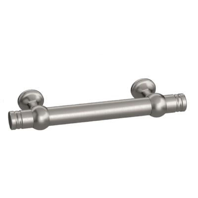 Porte entrée CRISTAL en aluminium sur mesure, Bâton de maréchal<br> inox brossé