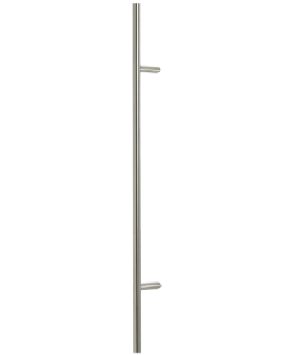 Porte entrée nacre en aluminium sur mesure, <b>GRANDE BARRE DE TIRAGE DROITE</b><br/>inox brossé (longueur 1600 mm)