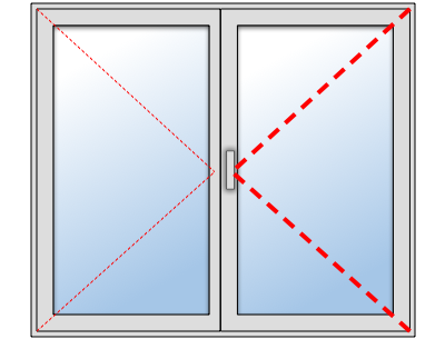 Fenêtre PVC 2 ouvrants sur mesure, Vantail principal à droite