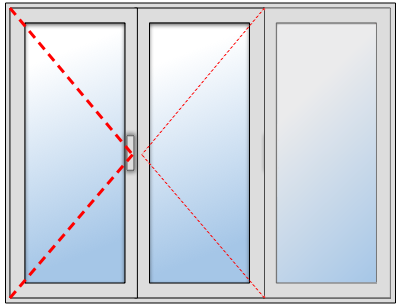 Fenêtre PVC 2 ouvrants + 1 fixe sur mesure, Châssis fixe à droite et vantail principal à gauche