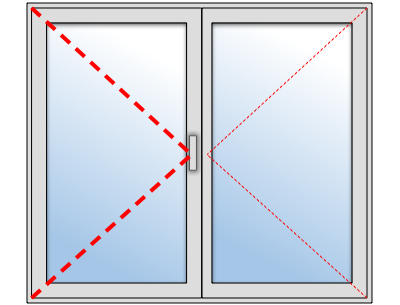 Fenêtre PVC 2 ouvrants sur mesure, Vantail principal à gauche