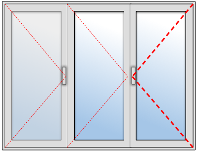 Porte-fenêtre PVC 3 vantaux sur mesure, Troisième vantail à gauche et vantail principal à droite