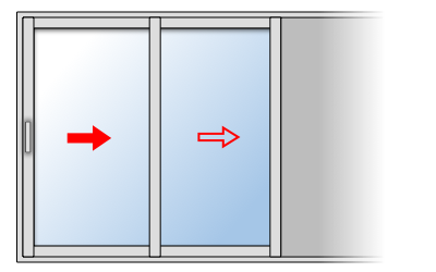 Fenêtre coulissante aluminium 2 vantaux 2 rails, Vantail principal à gauche