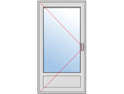 Porte-fenêtre aluminium 1 vantail sur mesure, Ouverture gauche tirant