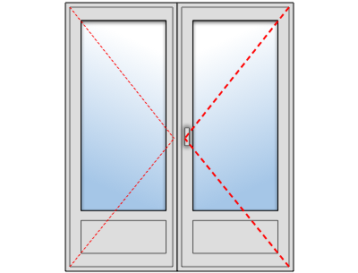 Porte-fenêtre bois deux vantaux, Vantail principal à droite