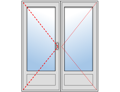 Porte-fenêtre bois deux vantaux, Vantail principal à gauche