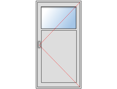 Porte de service aluminium - oculus - sur mesure, Ouverture droite tirant