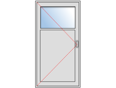 Porte de service aluminium - oculus - sur mesure, Ouverture gauche tirant