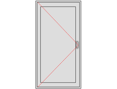 Porte de service aluminium fixe sur mesure, Ouverture gauche tirant