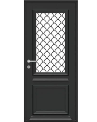 Porte entrée CRISTAL en aluminium sur mesure, Modèle avec vitrage hautdépoli