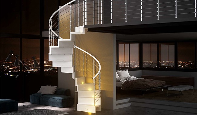 Escalier colimaçon circulaire purete leds