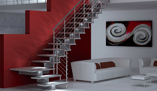 Escalier droit et quart tournant SWING CHROME LEDS