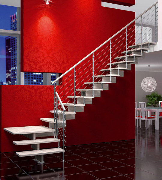 Escaliers droits et quart tournant