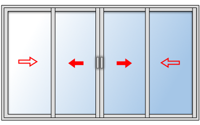 Baie coulissante 4 vantaux - 4 rails