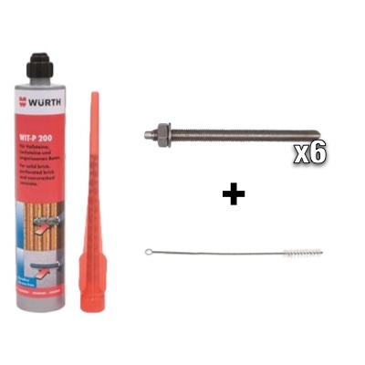 Kit mortier chimique 6 trous support plein