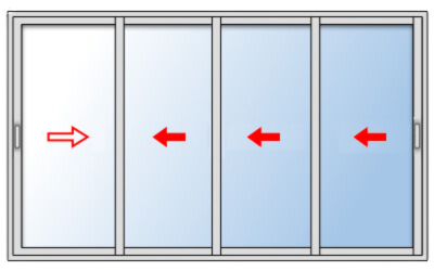 Baie coulissante aluminium 4 vantaux 4 rails