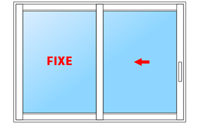 Baie coulissante bois 1 coulissant + fixe