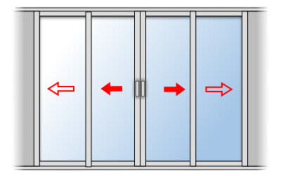 Fenêtre coulissante aluminium 4 vantaux 2 rails