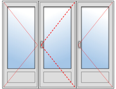 Porte-fenêtre PVC trois vantaux